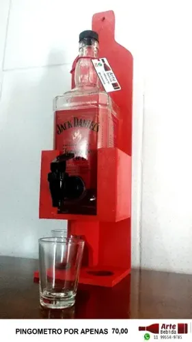 Pingometro feito com a garrafa e suporte MDF 