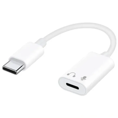 Adaptador de Áudio Lightning Fêmea para Usb C Macho Conectar Fone Microfone iPhone 15 iPad