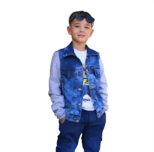Infantil Jaqueta Jeans com Moletom Unissex Confortável Estilosa Casaco Inverno e Um Brinde