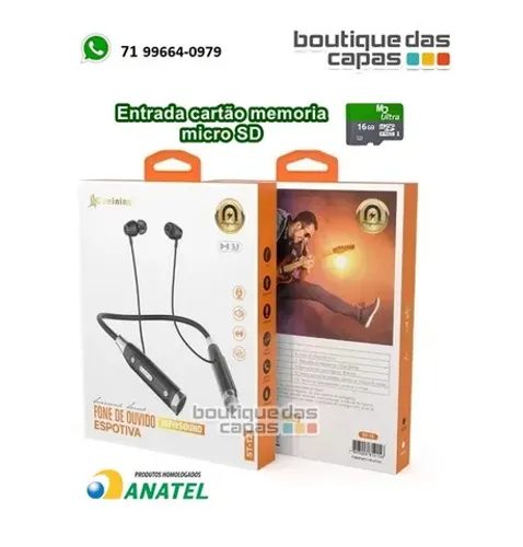 Fone de ouvido esportivo bluetiith B-05 - Peining entrada cartão de memoria Anatel
