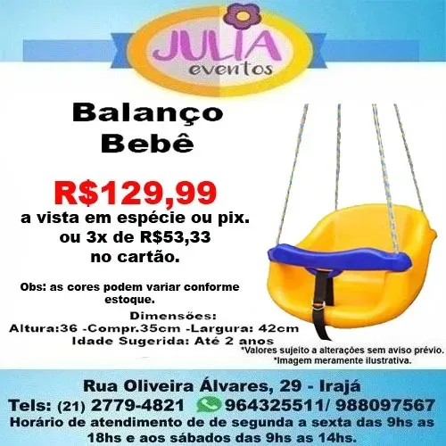 Balanço bebê infantil Suspenso *acompanha corda