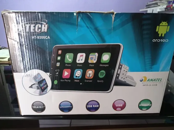 Multimídia H-Tech Ht -9300CA tela 10.1" 1din c/GPS bluetooth USB