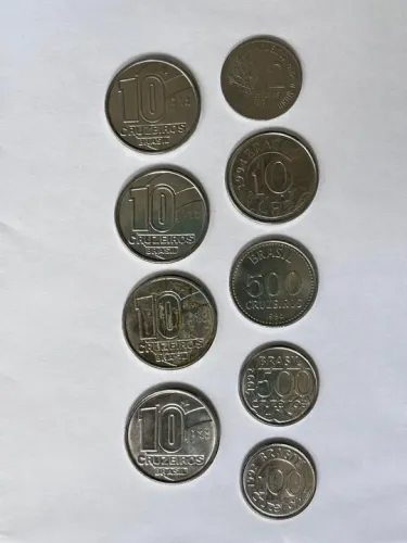 Moedas antigas do Brasil - 1975, 1986, 1990, 1991, 1992 e 1994