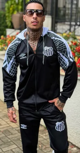 Conjunto Agasalho Adulto Santos Umbro S.F.C - Preto