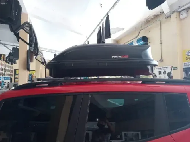 Bagageiro de Teto Maleiro Baú P/ Viagem 460 Litros, Preto e Prata - Projecar