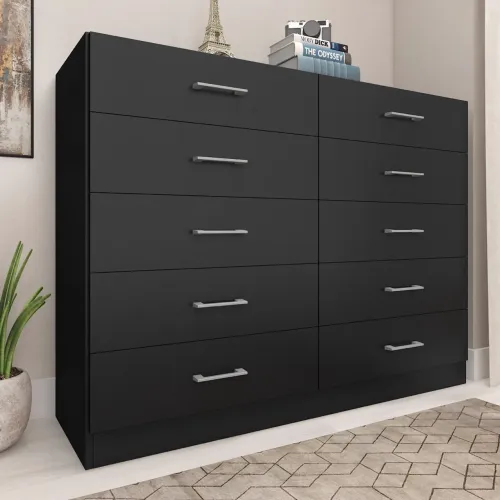 Cômoda 10 Gavetas Caribe Preto- Entrega Rápida