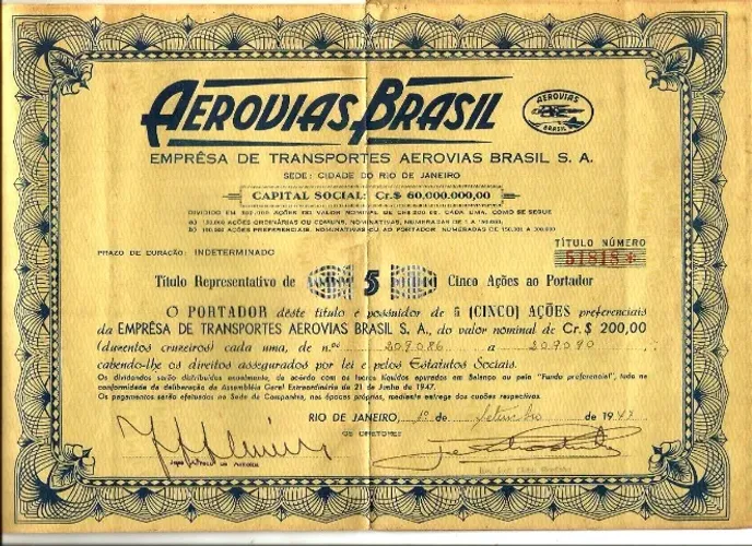 Ações Antigas - Aerovias Brasil S.A. (1947)