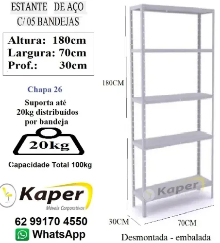 Prateleira de aço compacta 70 5B Cinza ( produto novo ) Promoção ! ! leia o anúncio