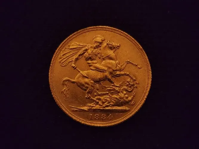 Soberano de Ouro 1884 - Rainha Victoria, Ceca Sydney (original, 22K, 7,98g)