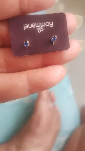 Lindo brinco azul Rommanel -Novo