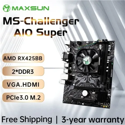 Kit Placa Mãe Maxsun A10 Quad Core + 2x 4GB 1600 MHz, NOVO, Na Caixa
