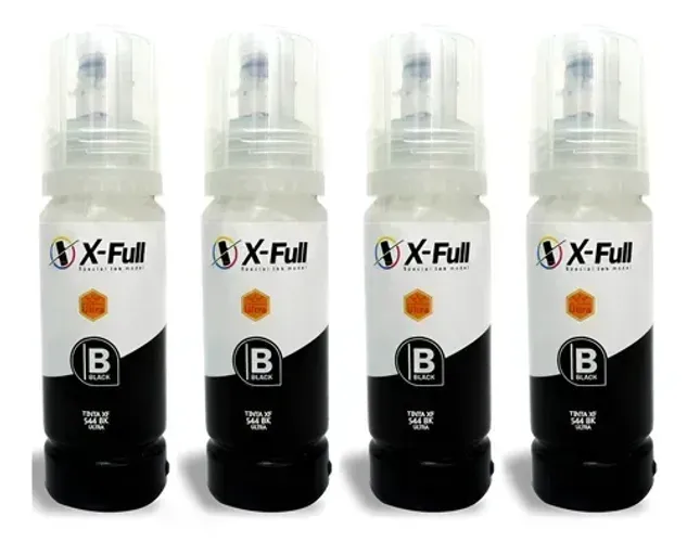 Kit 4x Tinta Corante Preto Compatível Epson L3110 504 544 Xfull