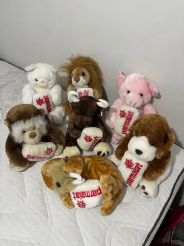 Coleção 7 Ursinhos Parmalat pelúcia anos 90 raros