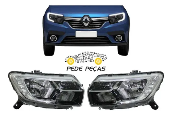 Farol Renault Sandero Logan 2020 2021 2022 2023 Com Led