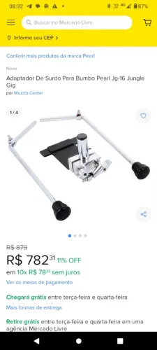 Adaptador de Surdo para Bumbo Pearl Jg-16 Jungle Gig