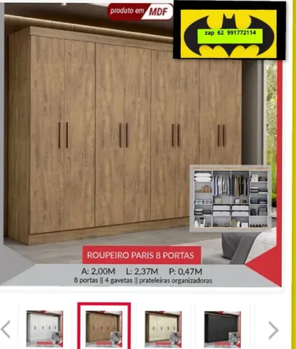 Guarda ROUPA DE CASAL 100% MDF FRETE E MONTAGEM GRÁTIS PÉS DE BRINDE 