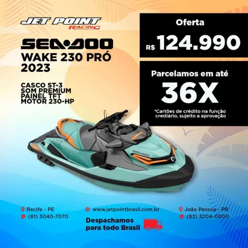 JET SKI SEA DOO WAKE 230 PRÓ 2023, Painel TFT, Som PREMIUM, Casco ST-3, Revisado, TROCO