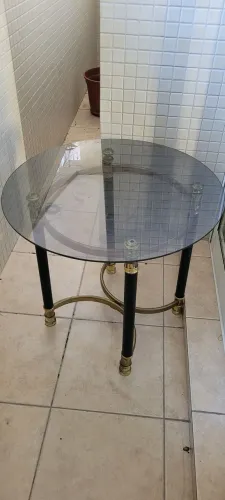 Mesa Centro Vintage Vidro Fume e Metal APENAS PARA RETIRADA