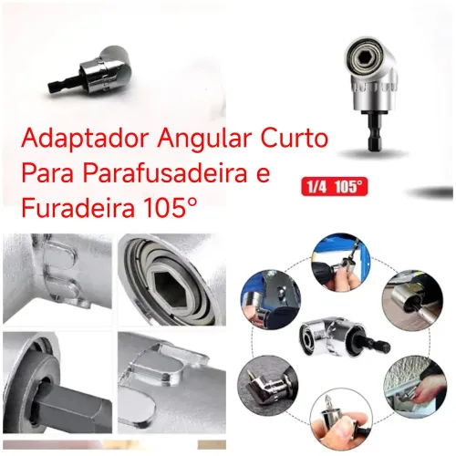 Adaptador Angular Curto Para Parafusadeira e Furadeira 105°
