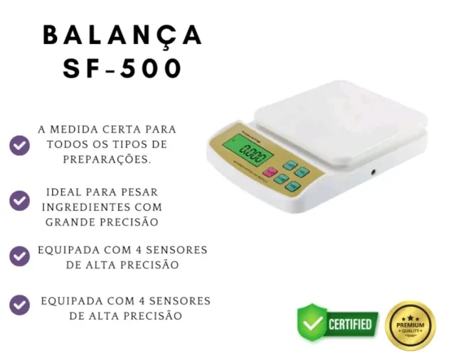Balança Digital SF-500 - Alta Precisão - Ideal para Cozinha