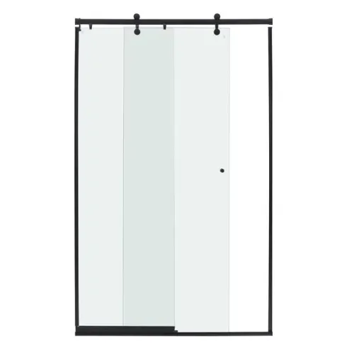 box para banheiro 130x200 vidro incolor frontal de correr preto elegance speed temper 