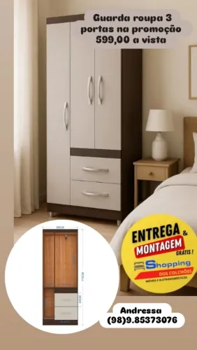 Guarda roupa Milão 3 portas no precinho especial de ano