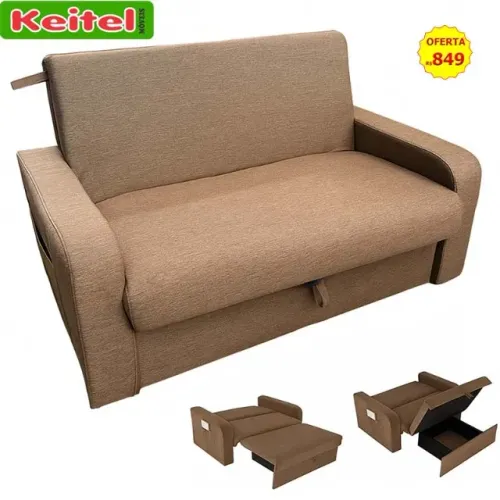 Sofá Cama Daiane Com Baú Tecido Cor Marrom