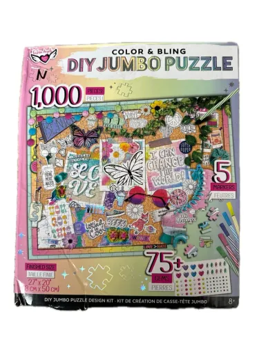 Quebra-Cabeça Jumbo DIY 1000 Peças - Colorir e Brilhar