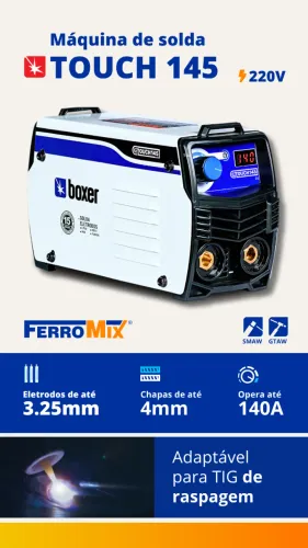 Máquina de Solda Inversora Touch 145 140A 220V BOXER - 1510026 - Parcelado em até 10 vezes