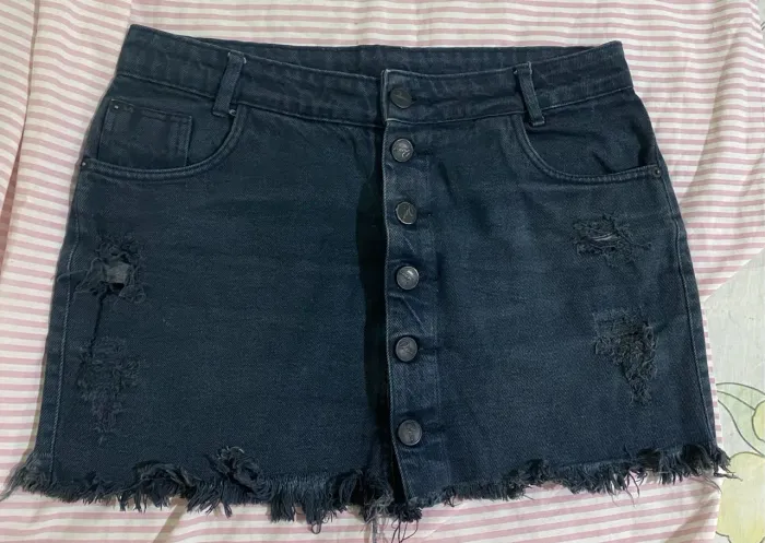 Saia Jeans Preta Desfiada
