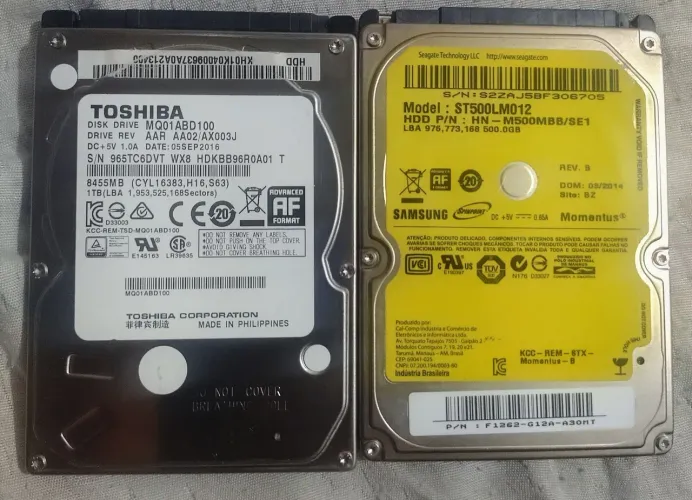 HD Notebook 1TB Toshiba + 500GB Seagate SATA 2,5"