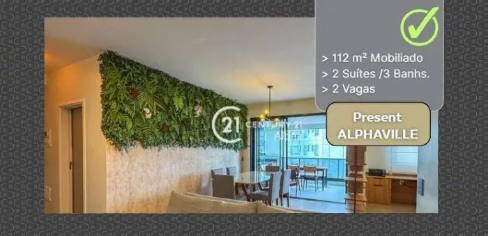 Apartamento com 2 Suites, Decorado e Mobiliado, 2 Garagens.