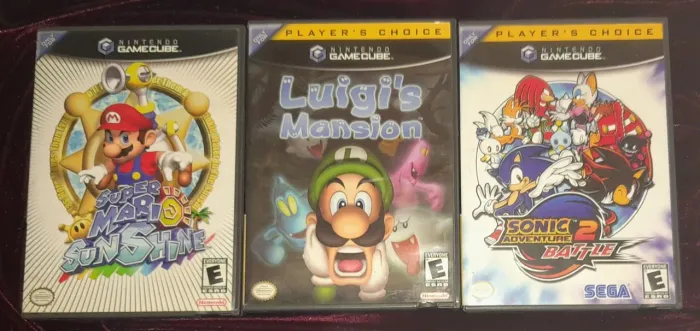 Kit/Lote 03 Jogos Gamecube | Super Mario Sunshine, Luigi's Mansion e Sonic Adventure 2