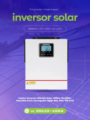 Inversor Híbrido Solar 1000w 12v/220v Senoidal Pura Carregador Mppt 80a 150v Off Grid