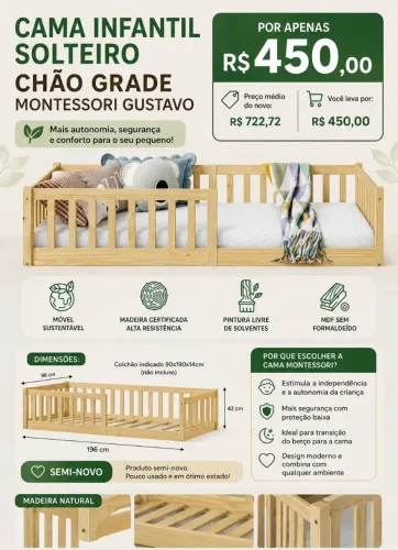 Cama montesoria solteiro 