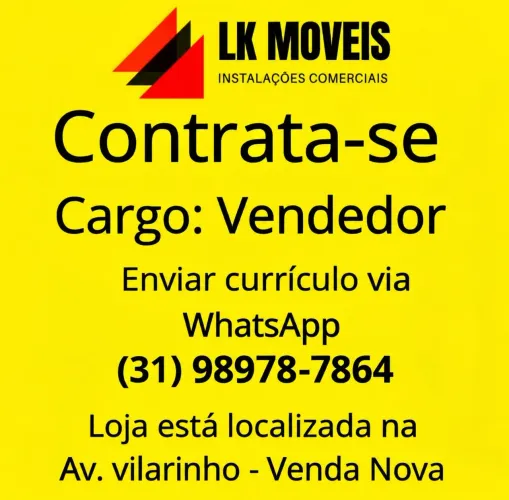Vaga de emprego para vendedor