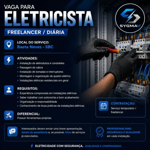 Eletricista Freelancer - Obra em São Bernardo do campo