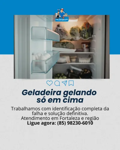 Geladeira gelando só em cima- Parte de baixo não gela - Conserto em Fortaleza