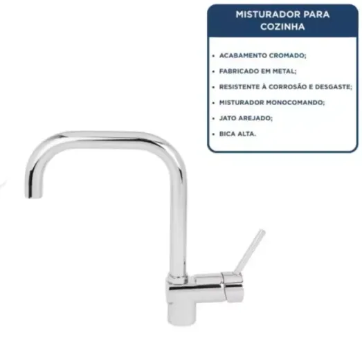 Misturador Monocomando para Cozinha Addra Bica Alta Cromado | Novo na Caixa
