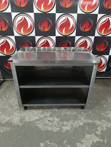 Bancada condimentadora com prateleiras inferior acompanha as 6 Gn's<br> todo aço Inox 430