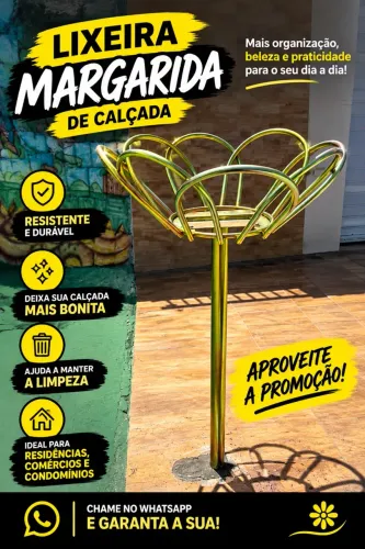 LIXEIRA DE CALÇADA - MARGARIDA DOURADA