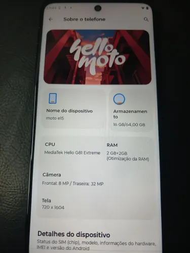 Celular novo moto E15 4 ram 64 gb