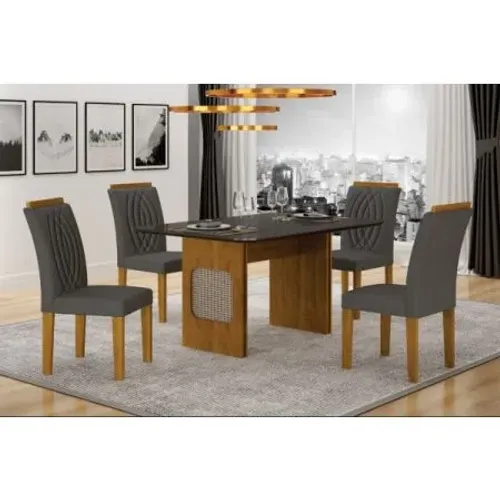Mesa Lara Vidro chumbo c/4 cadeiras