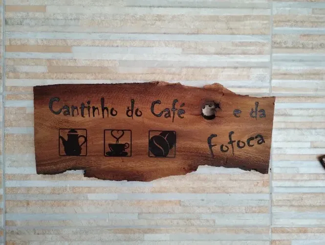 Placa cantinho do café rústica