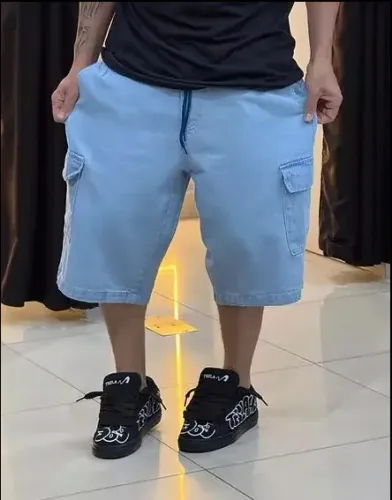 SkyWash? Cargo Shorts ? Light Denim Streetwear