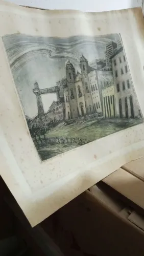 Gravura Antiga do Centro Histórico de Salvador