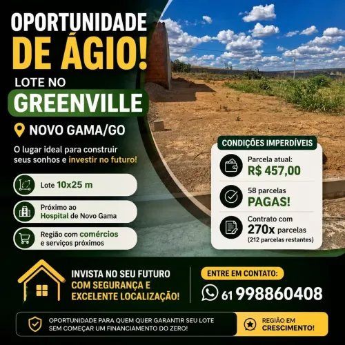 Ágio Lote no Green Ville Novo Gama