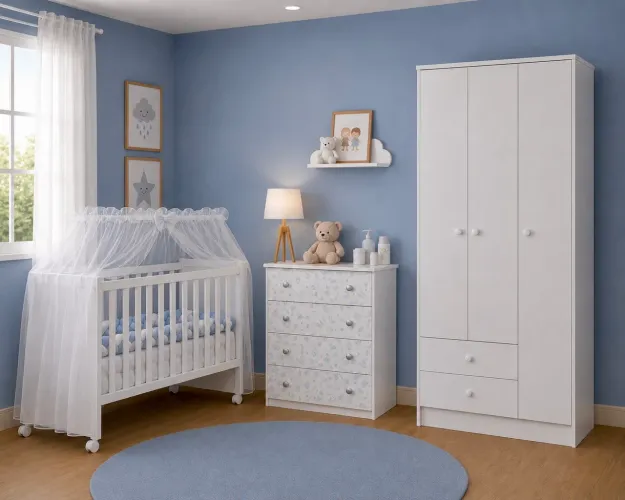 Quarto de bebê completo com colchão