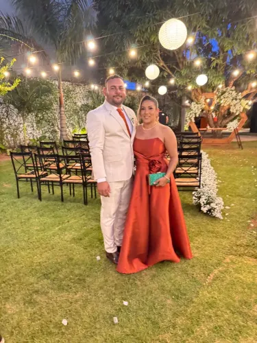 Vestido de festa terracota