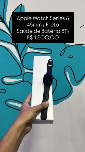 Seminovo: Apple Watch Serie 8 44mm / Preto / Saude de Bateria 81% - Loja Fisica